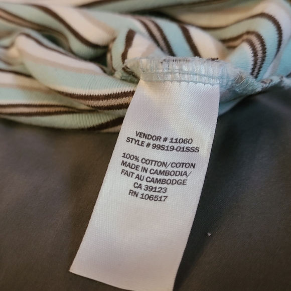 🤎Mint/Brown Striped T-Shirt - Picture 4 of 5